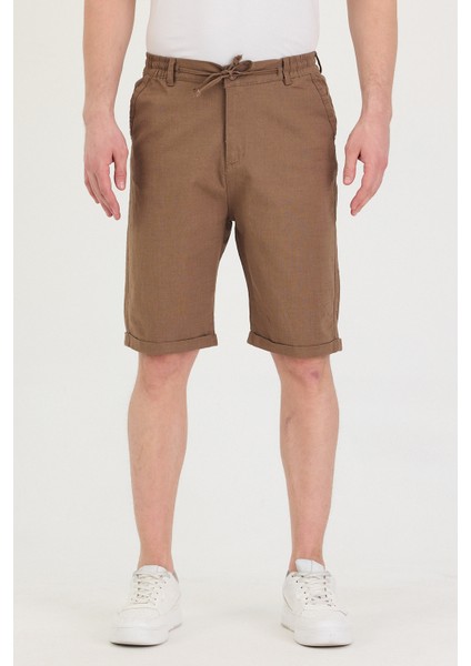 Erkek Slim Fit Keten Chino Şort