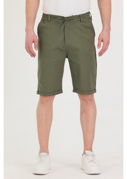 Erkek Slim Fit Keten Chino Şort