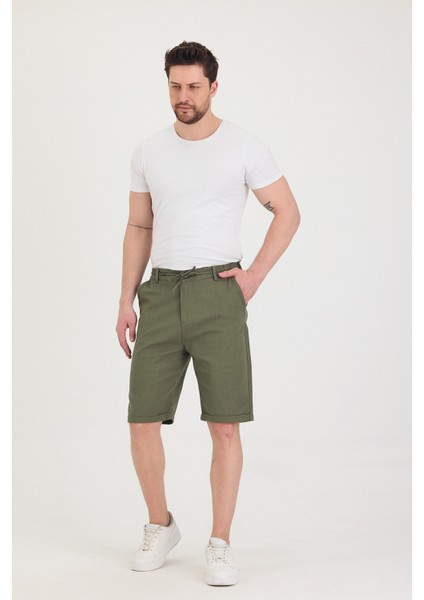 Erkek Slim Fit Keten Chino Şort fırsatları