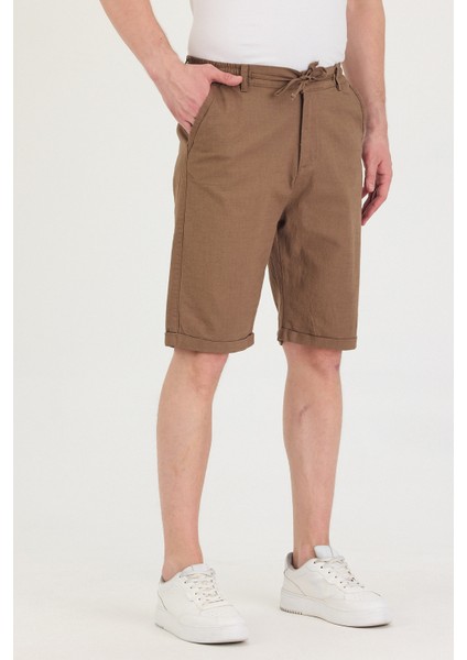 Erkek Slim Fit Keten Chino Şort