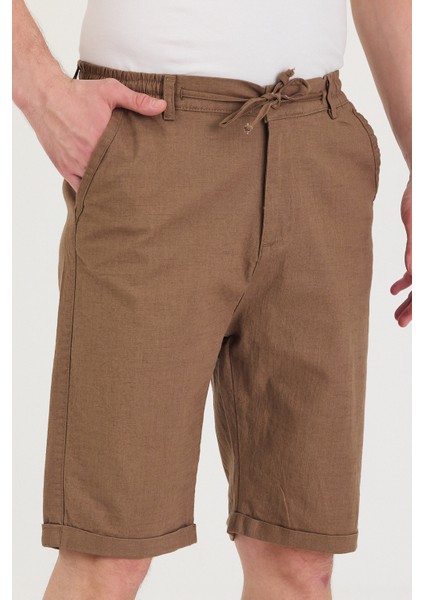 Erkek Slim Fit Keten Chino Şort