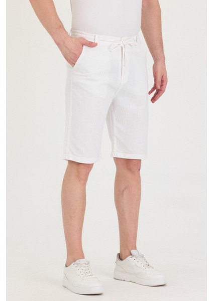 Erkek Slim Fit Keten Chino Şort