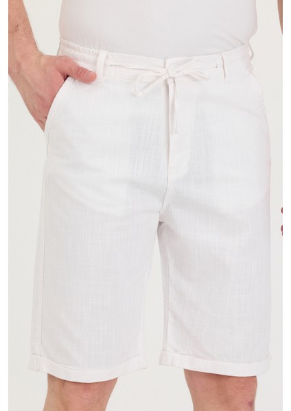 Erkek Slim Fit Keten Chino Şort