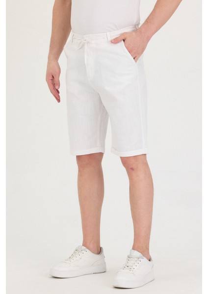 Erkek Slim Fit Keten Chino Şort
