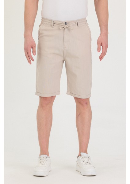 Erkek Slim Fit Keten Chino Şort