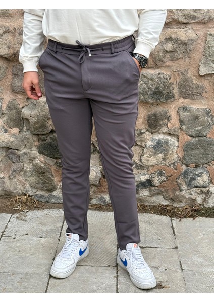 Erkek Slim Fit Beli Lastikli Ipli Fermuarlı Likralı Ascoli Kumaş Rahat Jogger fiyatları