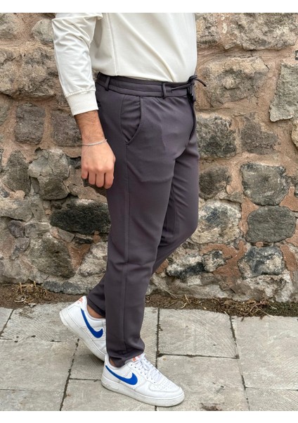 Erkek Slim Fit Beli Lastikli Ipli Fermuarlı Likralı Ascoli Kumaş Rahat Jogger fırsatları