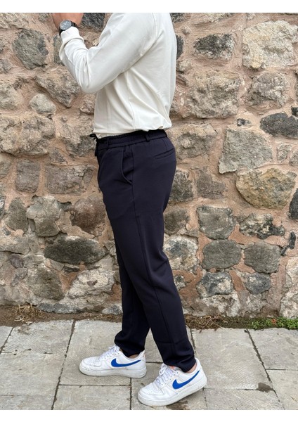 Erkek Slim Fit Beli Lastikli Ipli Fermuarlı Likralı Ascoli Kumaş Rahat Jogger