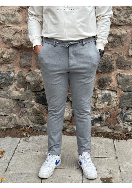 6649 Erkek Likralı Slim Fit Beli Lastikli Ipli Çelik Kumaş Rahat Jogger fiyatları