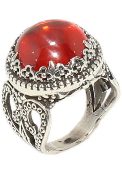 925 Ayar Gümüş Garnet Taşlı Tasarım Yüzük