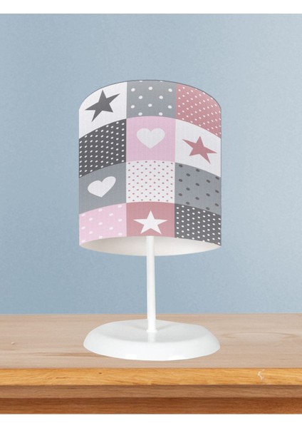 Bebek ve Çocuk Odası Soft Yıldız ve Kalp Desenli Abajur
