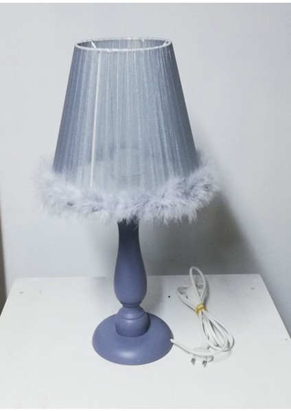 Gri Ahşap Ayaklı Gri Başlıklı Abajur fiyatları