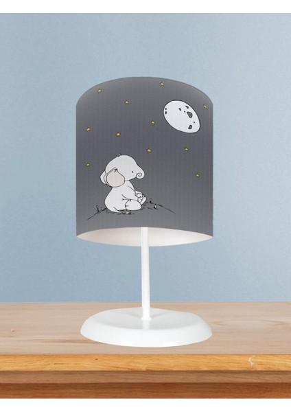 Bebek ve Çocuk Odası Ay ve Fil Desenli Abajur