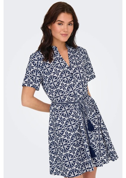 Kadın Jdyanna Belden Bağlamalı Kısa Kollu %100 Pamuk Elbise 15351014 Lacivert fiyatları