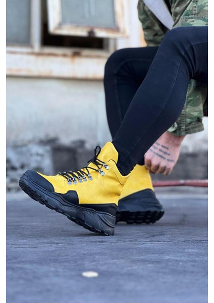 WG07 Sarı-Siyah Renk Uzun Bağcıklı Bot