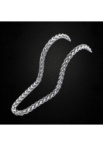 Çelik Kolye Burgu Zincir Model 0.3 mm 55 cm Gümüş (Silver)