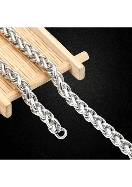 Çelik Kolye Burgu Zincir Model 0.3 mm 55 cm Gümüş (Silver)