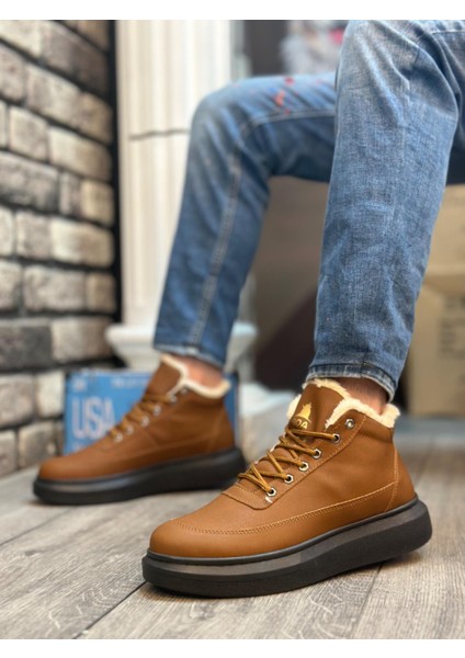 BA0151 Içi Kürklü Bağcıklı Açık Taba Erkek Tarz Spor Bot fiyatları