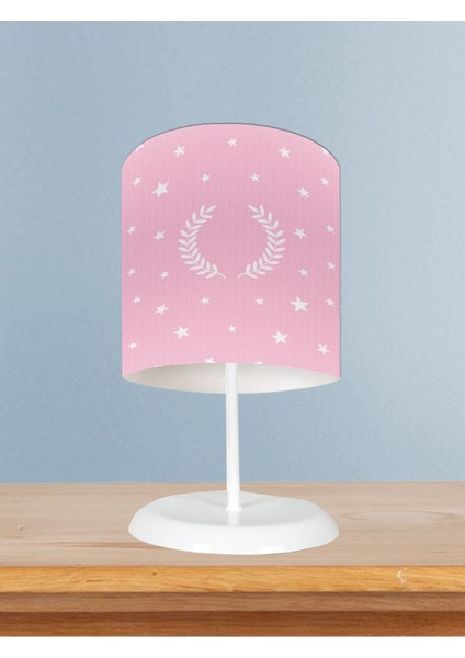 Bebek ve Çocuk Odası Çelenk ve Yıldız Desenli Çerçeveli Abajur