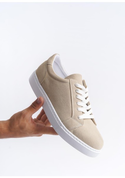 SLW165 Elite Bağcıklı Süet Erkek Günlük Sneaker Ayakkabı Sbt - Krem