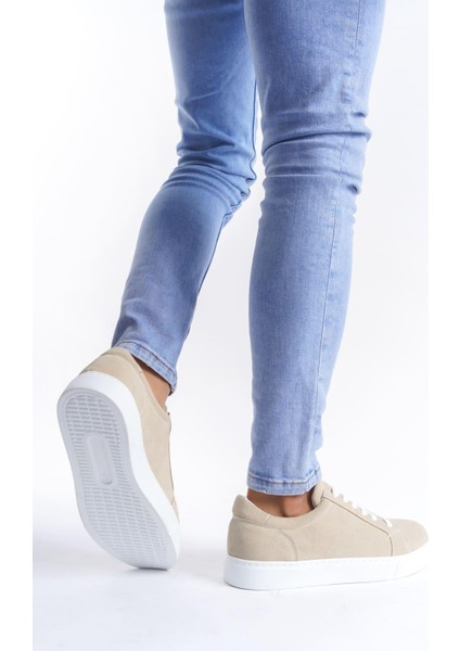 SLW165 Elite Bağcıklı Süet Erkek Günlük Sneaker Ayakkabı Sbt - Krem
