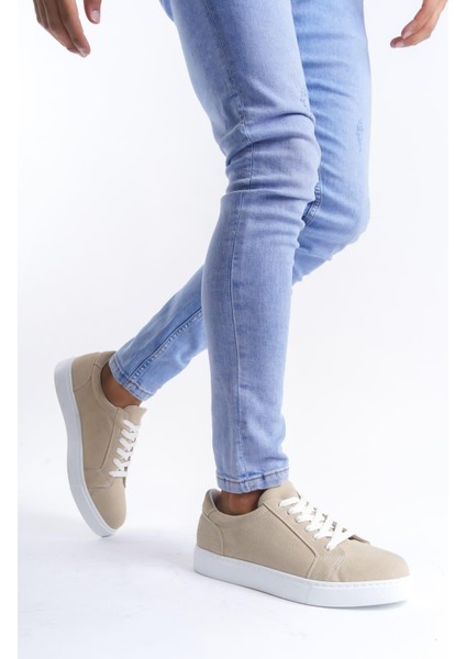 SLW165 Elite Bağcıklı Süet Erkek Günlük Sneaker Ayakkabı Sbt - Krem