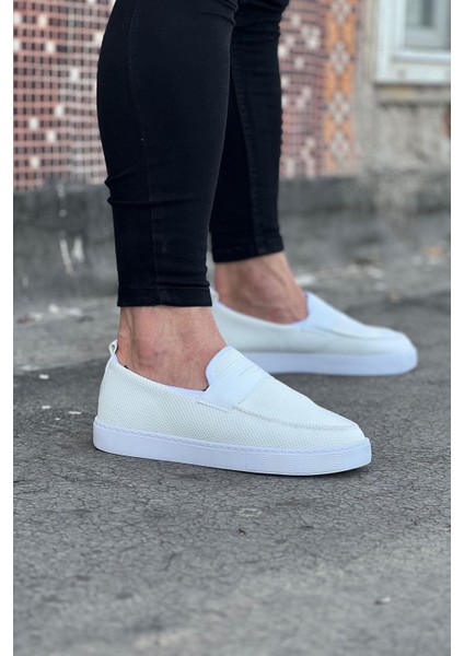 WG061 Beyaz Triko Babet Erkek Casual Ayakkabı