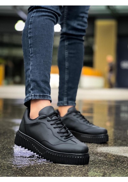 BA0802 Boa Siyah Renk Siyah Yüksek Taban Erkek Günlük Ayakkabı modelleri