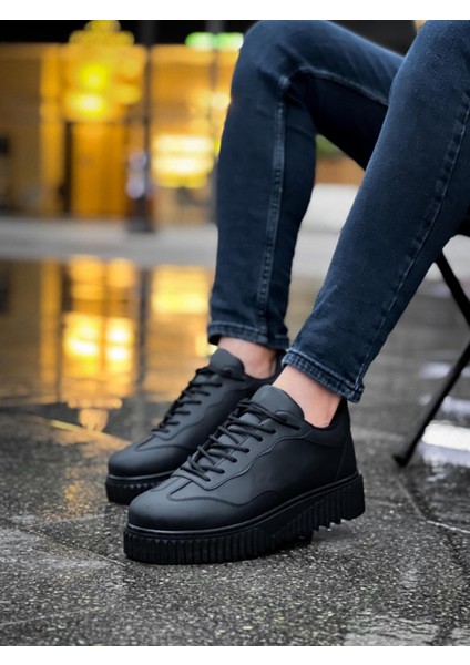 BA0802 Boa Siyah Renk Siyah Yüksek Taban Erkek Günlük Ayakkabı fırsatları