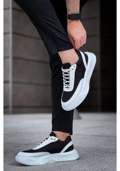 BA0354 Günlük Bağcıklı Erkek Beyaz Parçalı Beyaz Yüksek Taban Spor Ayakkabı modelleri