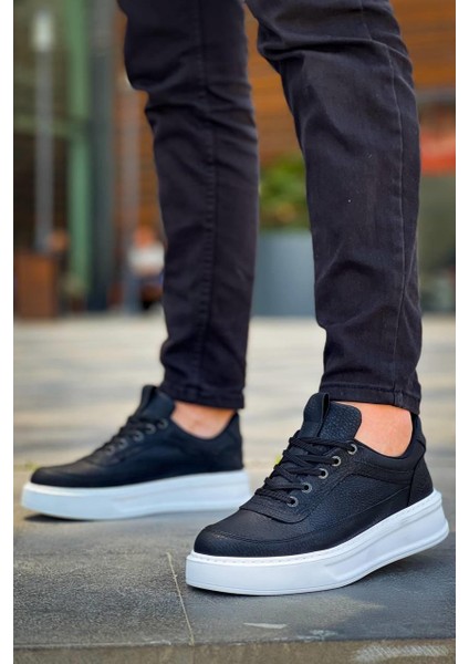 KB-006 Kuback Siyah Cilt Yüksek Taban Bağcıklı Günlük Erkek Ayakkabı fırsatları