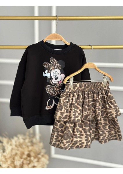 Leopar Model Etekli Kız Çocuk Takımı