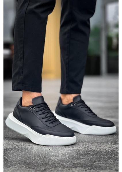 BA0354 Günlük Bağcıklı Erkek Yüksek Taban Siyah Spor Ayakkabı modelleri