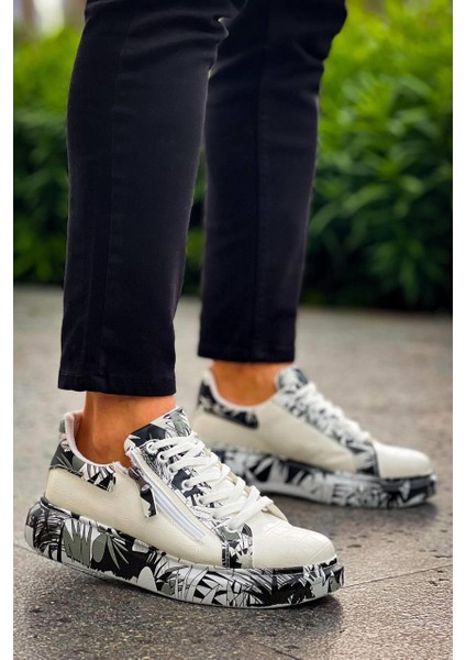 Kb-02 Kuback Bağcıklı Crocodile Beyaz Siyah Günlük Erkek Ayakkabı