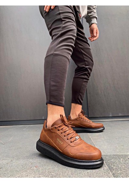 Yüksek Taban Günlük Ayakkabı 040 Taba (Siyah Taban)