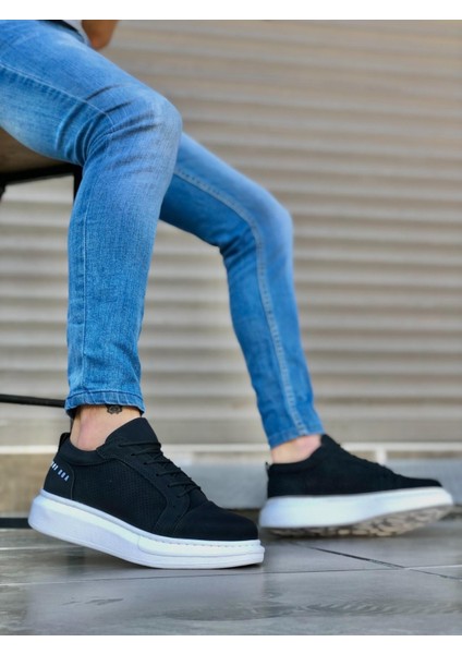 BA0548 Boa Kalın Yüksek Taban Siyah Bağcıklı Spor Erkek Ayakkabı fiyatları