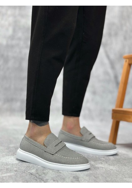 BA0355 Bağcıksız Keten Füme Klasik Corcik Erkek Ayakkabı