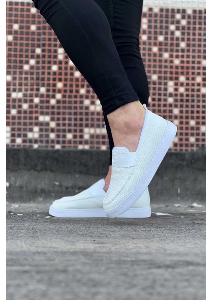 WG061 Beyaz Triko Babet Erkek Casual Ayakkabı