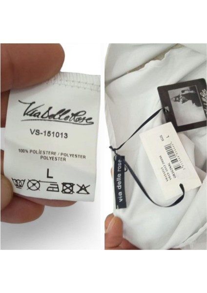 38 / M Via Delle Rose Vdr Şifon Suni Deri Karışım Tasarım Gold + Beyaz Tunik / Yelek / Bluz