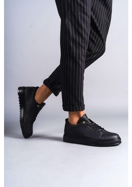 SLW152 Cool Bağcıklı Cilt Erkek Günlük Spor Klasik Ayakkabı Cst - Siyah