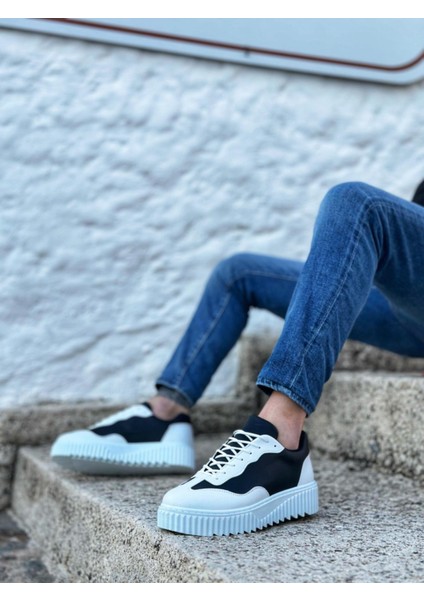 BA0802 Boa Siyah Renk Beyaz Parçalı Yüksek Taban Erkek Günlük Ayakkabı fiyatları