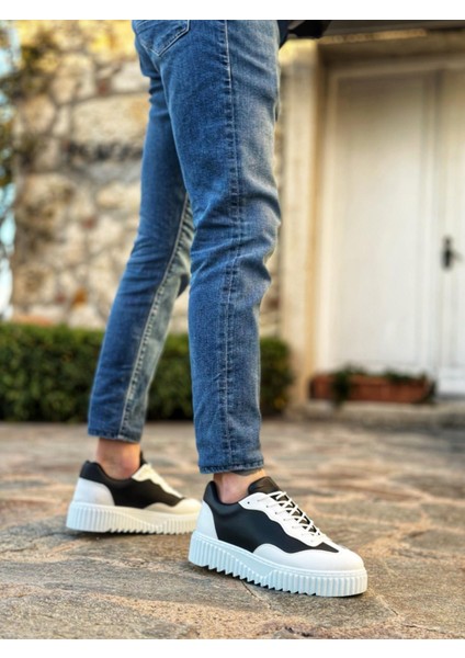 BA0802 Boa Siyah Renk Beyaz Parçalı Yüksek Taban Erkek Günlük Ayakkabı modelleri