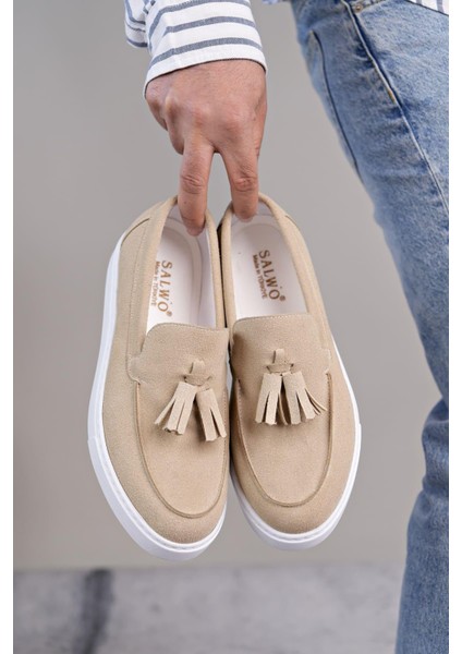 SLW153 Bloom Bağcıksız Püsküllü Süet Erkek Günlük Spor Klasik Ayakkabı Sbt - Krem fiyatları