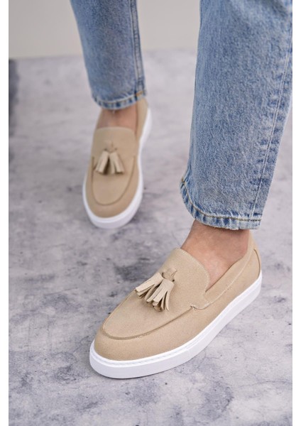 SLW153 Bloom Bağcıksız Püsküllü Süet Erkek Günlük Spor Klasik Ayakkabı Sbt - Krem fırsatları