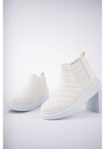 SLW205 Boston Bağcıksız Cilt Erkek Spor Bot Bt - Beyaz fırsatları