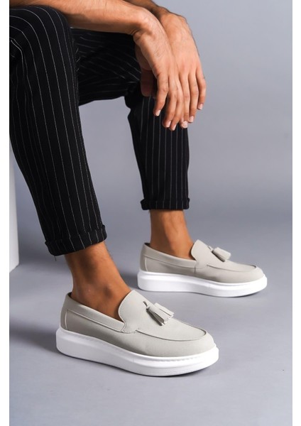 SLW154 Blaze Bağcıksız Püsküllü Süet Erkek Günlük Spor Klasik Ayakkabı Sbt - Gri