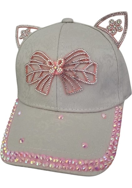 Kitti 4-8 Yaş Kız Bebek&çocuk Taşlı Yazlık Şapka