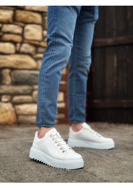 BA0505 Çengel Bağcıklı Beyaz Renk Yüksek Tabanlı Günlük Ayakkabı modelleri
