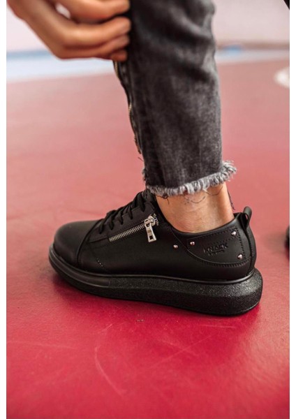 Yüksek Taban Günlük Ayakkabı 555 Siyah (Siyah Taban) fırsatları