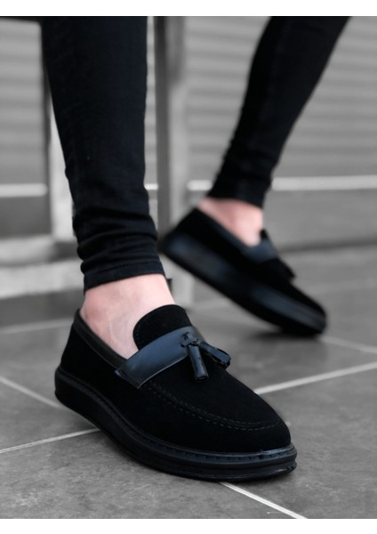 BA0005 Bağcıksız Yüksek Taban Siyah Kemerli Klasik Püsküllü Corcik Erkek Ayakkabı fiyatları
